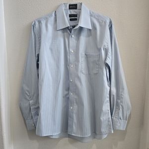 Dress shirt & 2 tie set light solid  blue long sleeved men's button up shirt